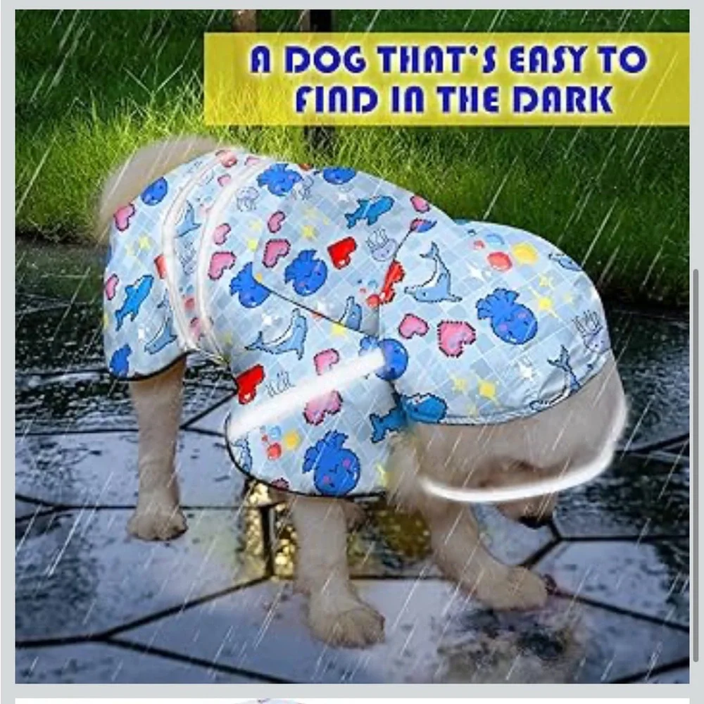 Eiaayer Dog Raincoat, Adjustable Rain Jacket With Hooded Double Layer XXL/402-1